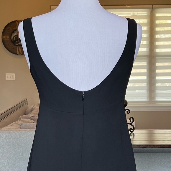 Y2K J.Crew Black Midi Dress V-Front & Back size 6 8 M Fit & Flare - Picture 6 of 15